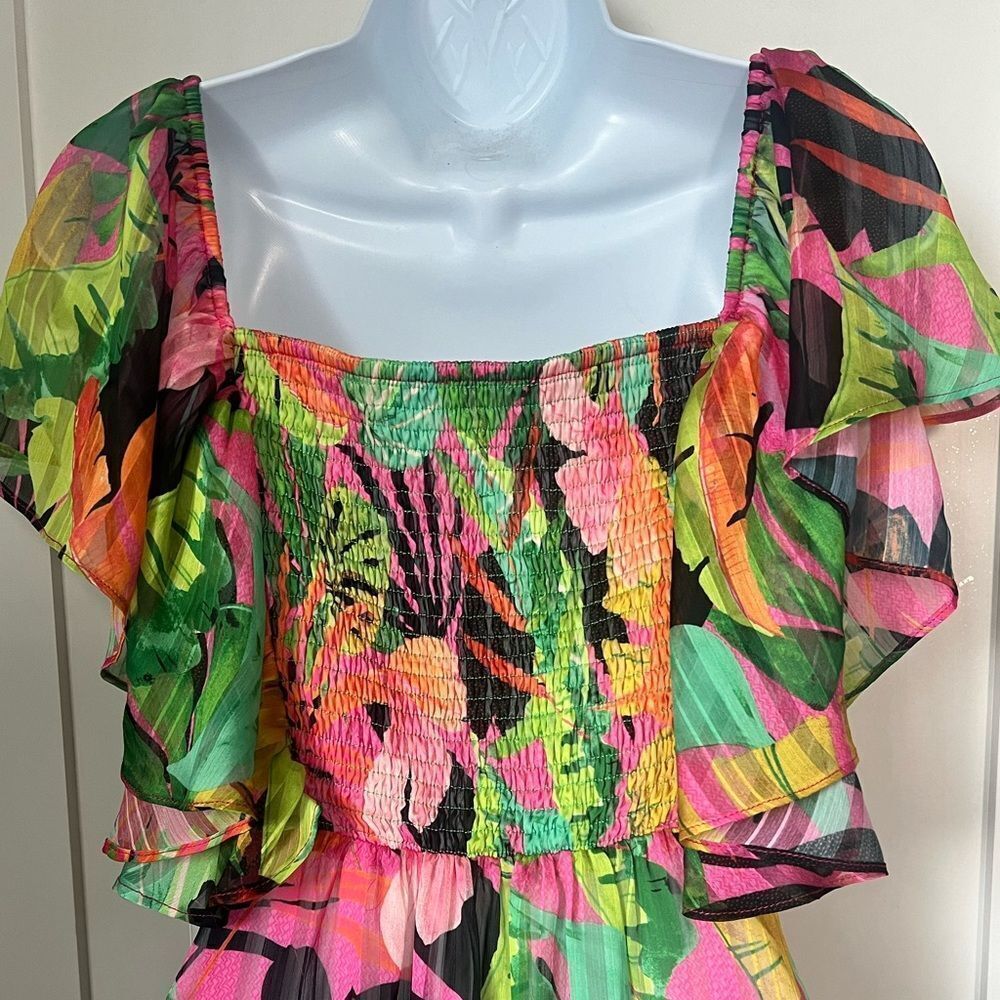 NWT Anthropologie  G.P.D.  Women’s Tropical Floral Maxi Tiered Dress Size Small - Picture 7 of 9